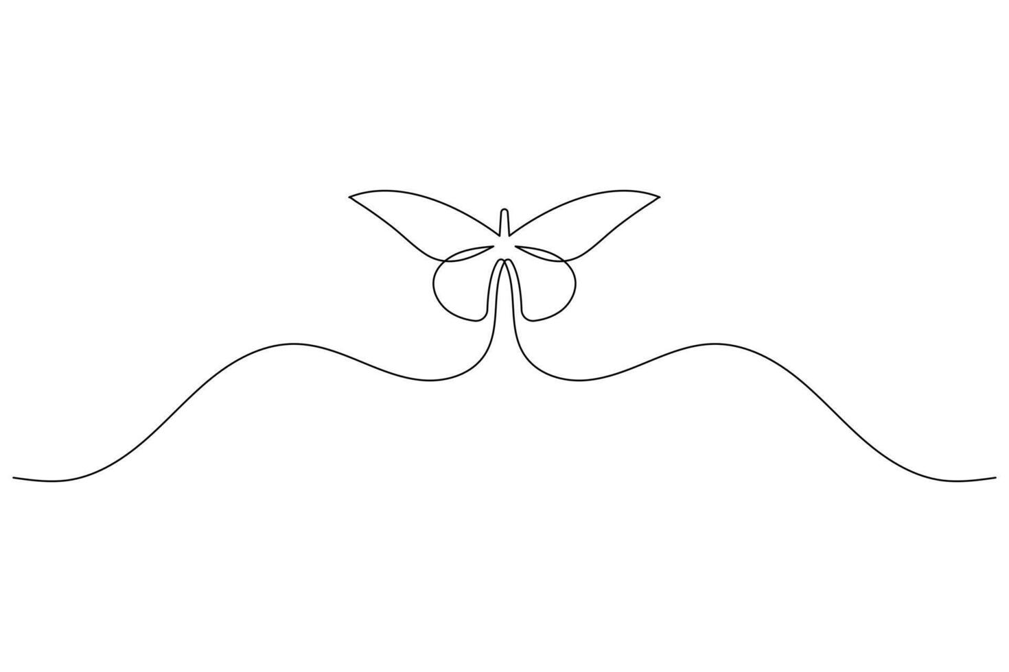 Continuous one line butterfly outline icon vector