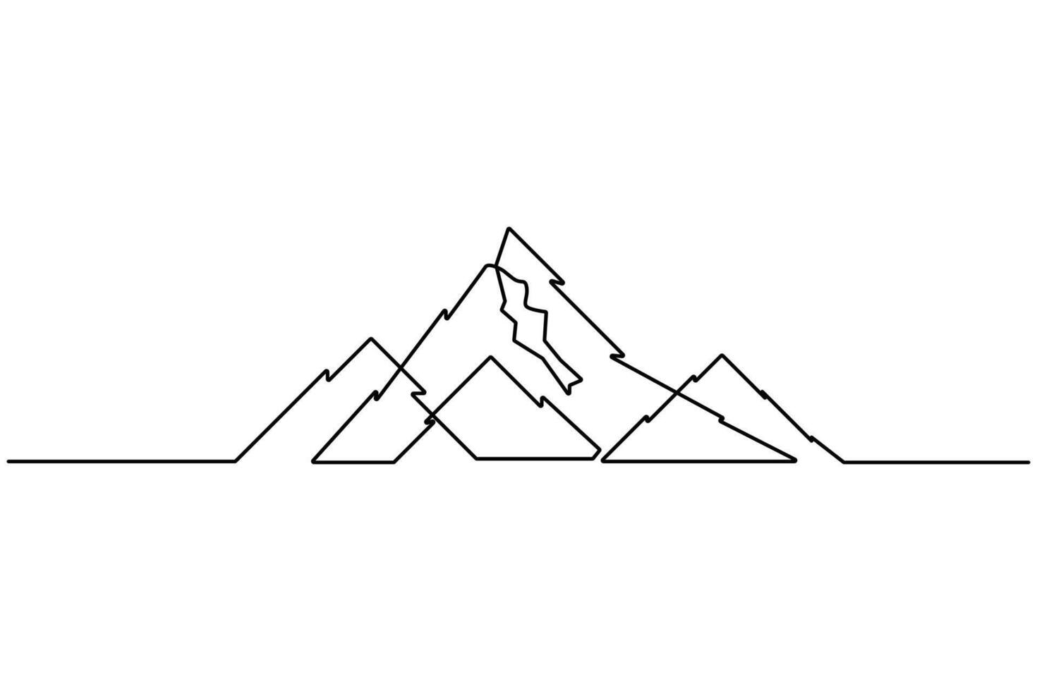 Minimalist mountain one line drawing vector