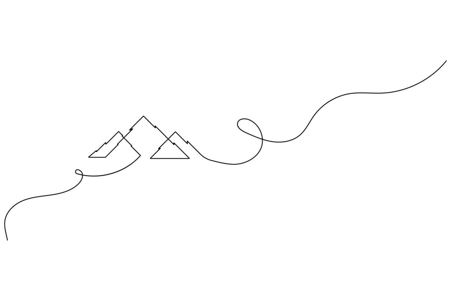 Minimalist simple mountain single line drawing vector