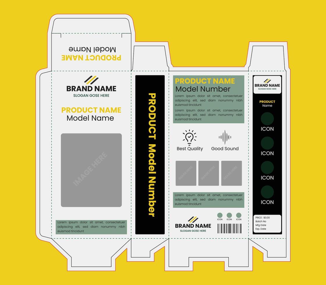 Professional and Elegant Electronics Accessories Box Packaging Design Template vector
