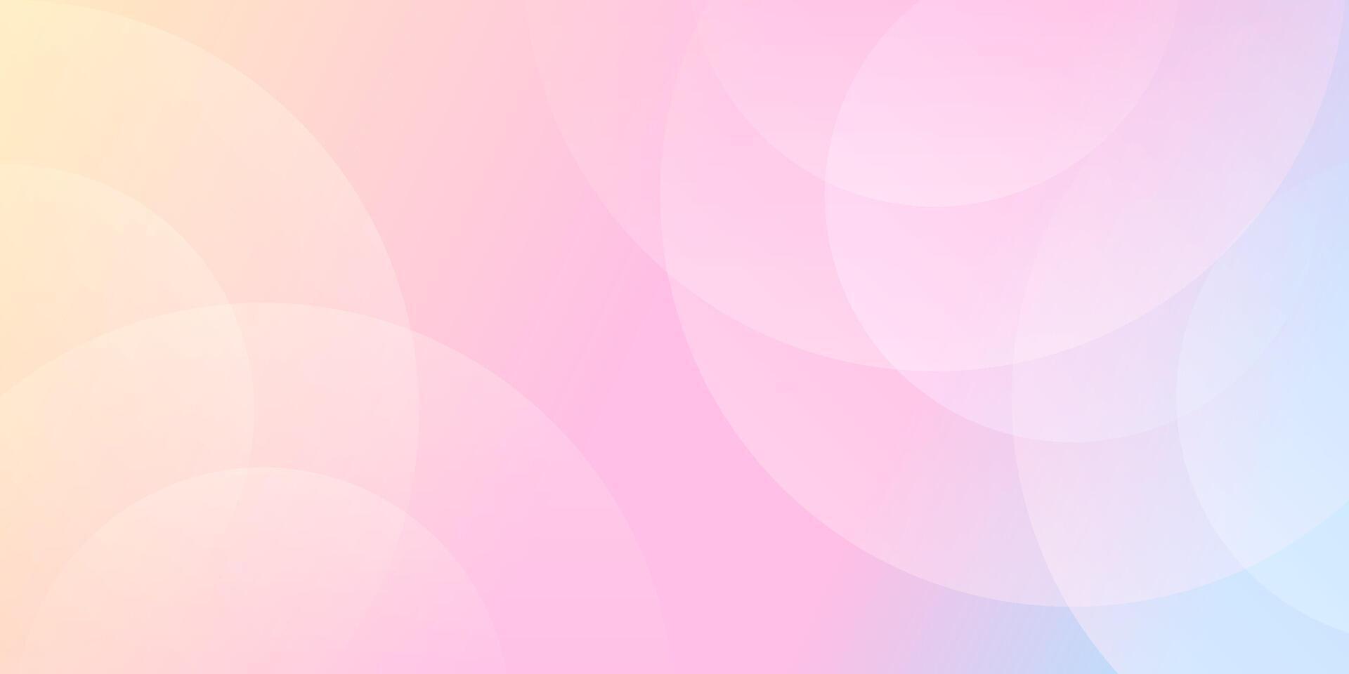 Modern soft rainbow Minimalistic banner background design. Pastel colorful yellow, blue and purple gradations with concentric circles. Geometric illustration. vector