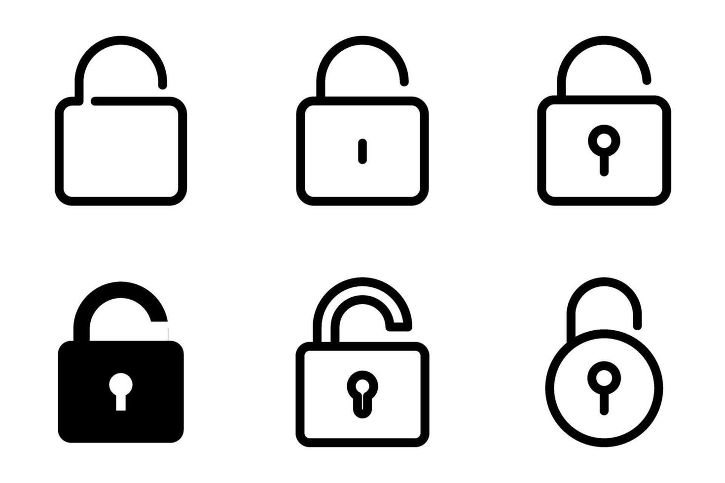 unlock, padlock icon symbol template collection vector