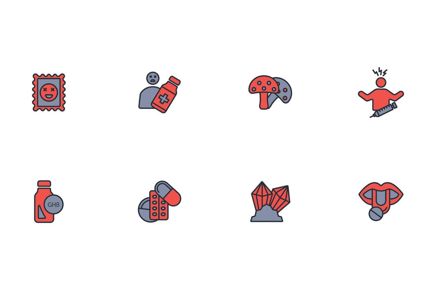 drugs icon set..Editable stroke.linear style sign for use web design,logo.Symbol illustration. vector