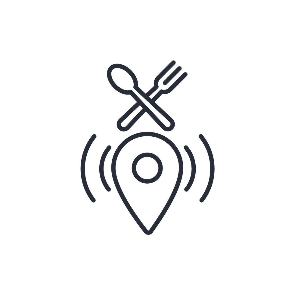 Location food icon. .Editable stroke.linear style sign for use web design,logo.Symbol illustration. vector