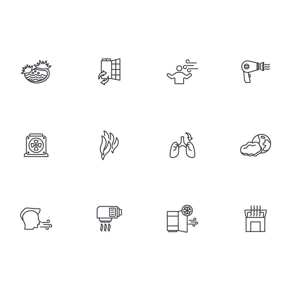 Air icon set..Editable stroke.linear style sign for use web design,logo.Symbol illustration. vector