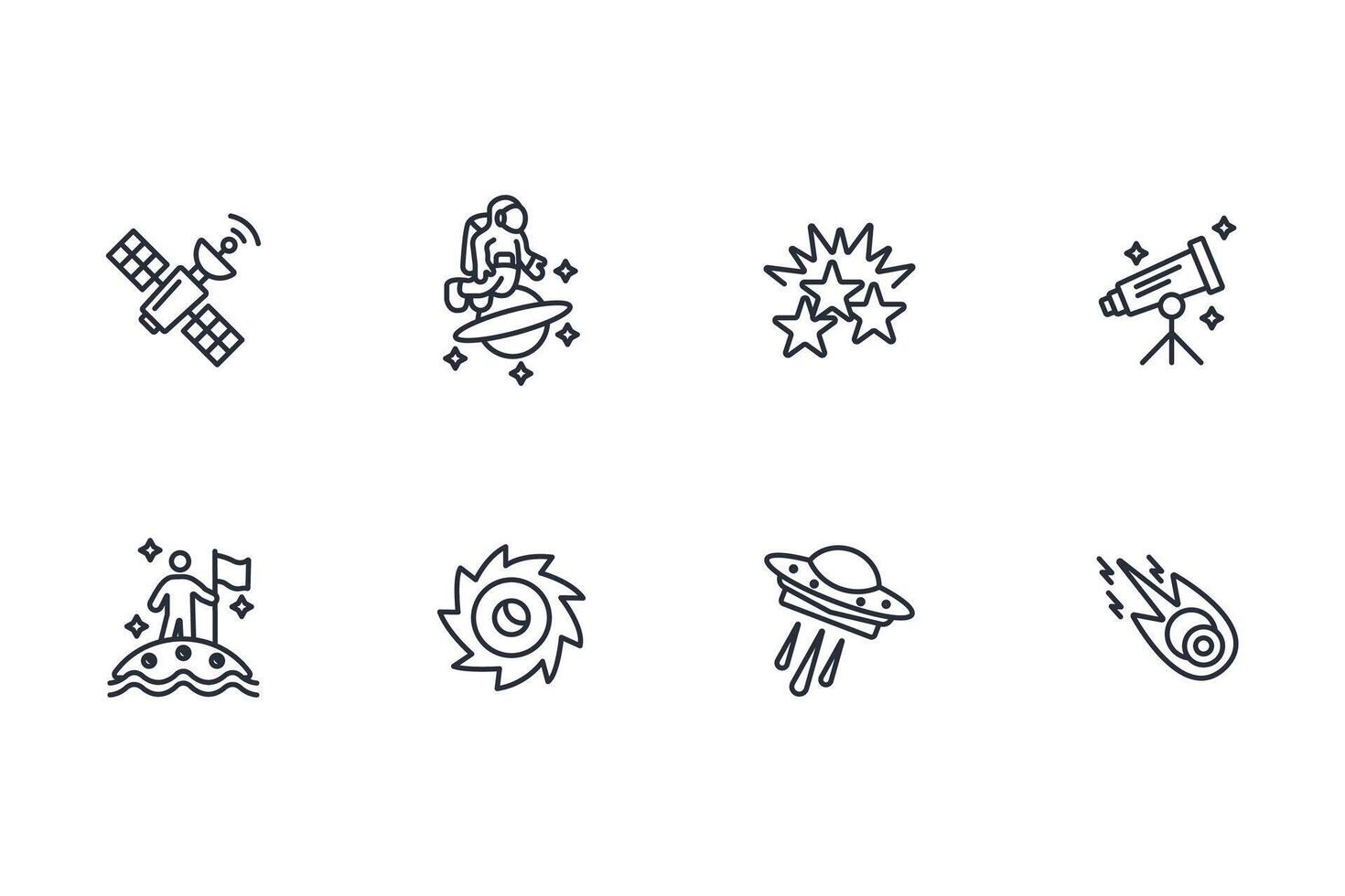 Astronomy icon set..Editable stroke.linear style sign for use web design,logo.Symbol illustration. vector