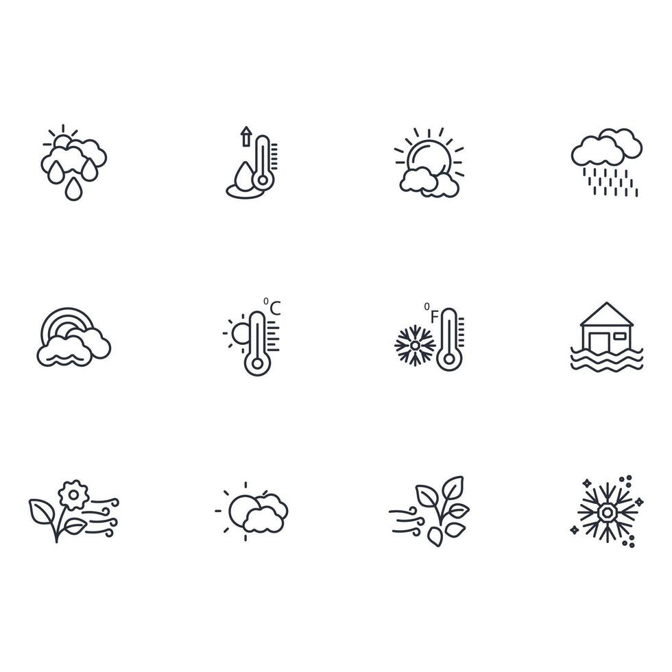 Weather icon set..Editable stroke.linear style sign for use web design,logo.Symbol illustration. vector