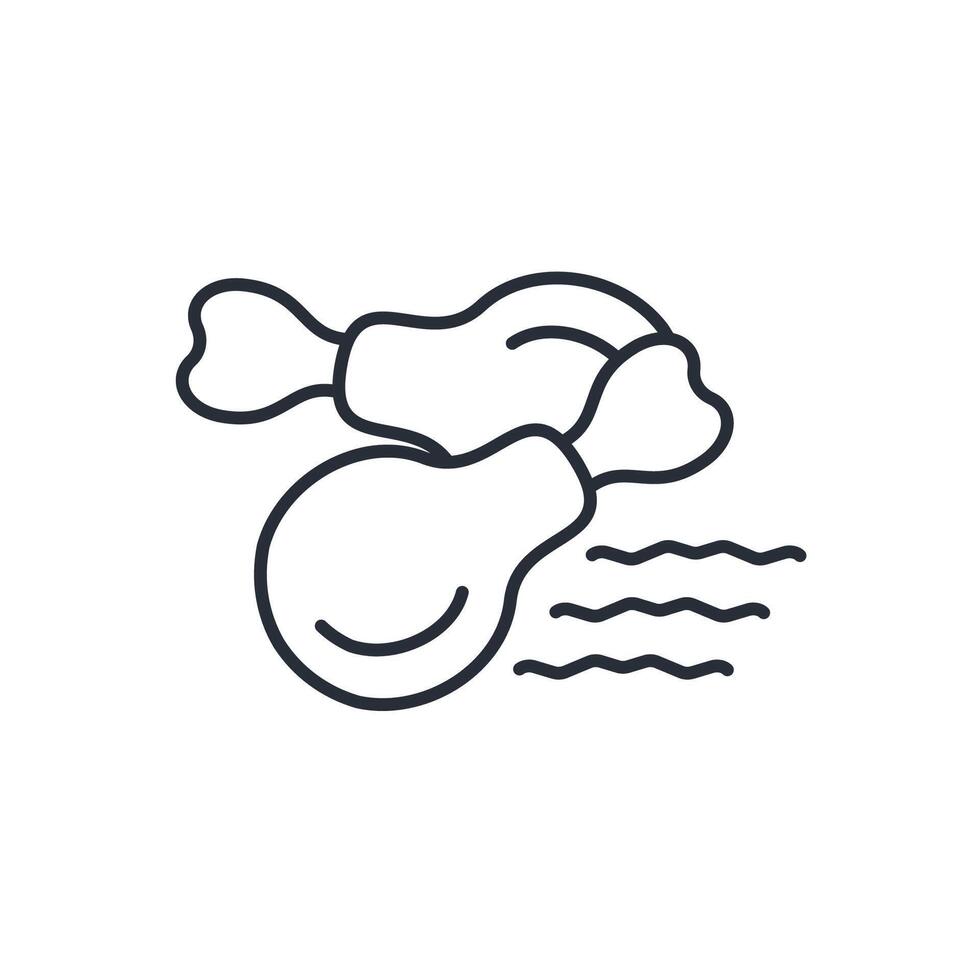 fried chicken icon. .Editable stroke.linear style sign for use web design,logo.Symbol illustration. vector