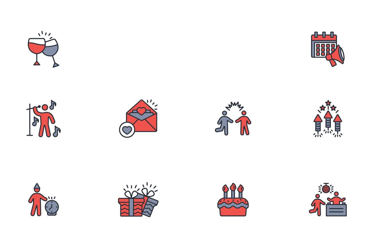 Celebrate icon set..Editable stroke.linear style sign for use web design,logo.Symbol illustration. vector