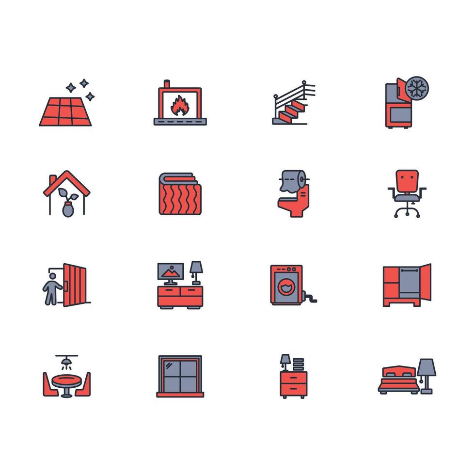 Home interior icon set..Editable stroke.linear style sign for use web design,logo.Symbol illustration. vector