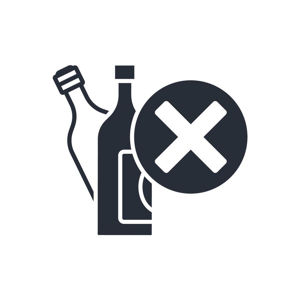 no alcohol icon. .Editable stroke.linear style sign for use web design,logo.Symbol illustration. vector