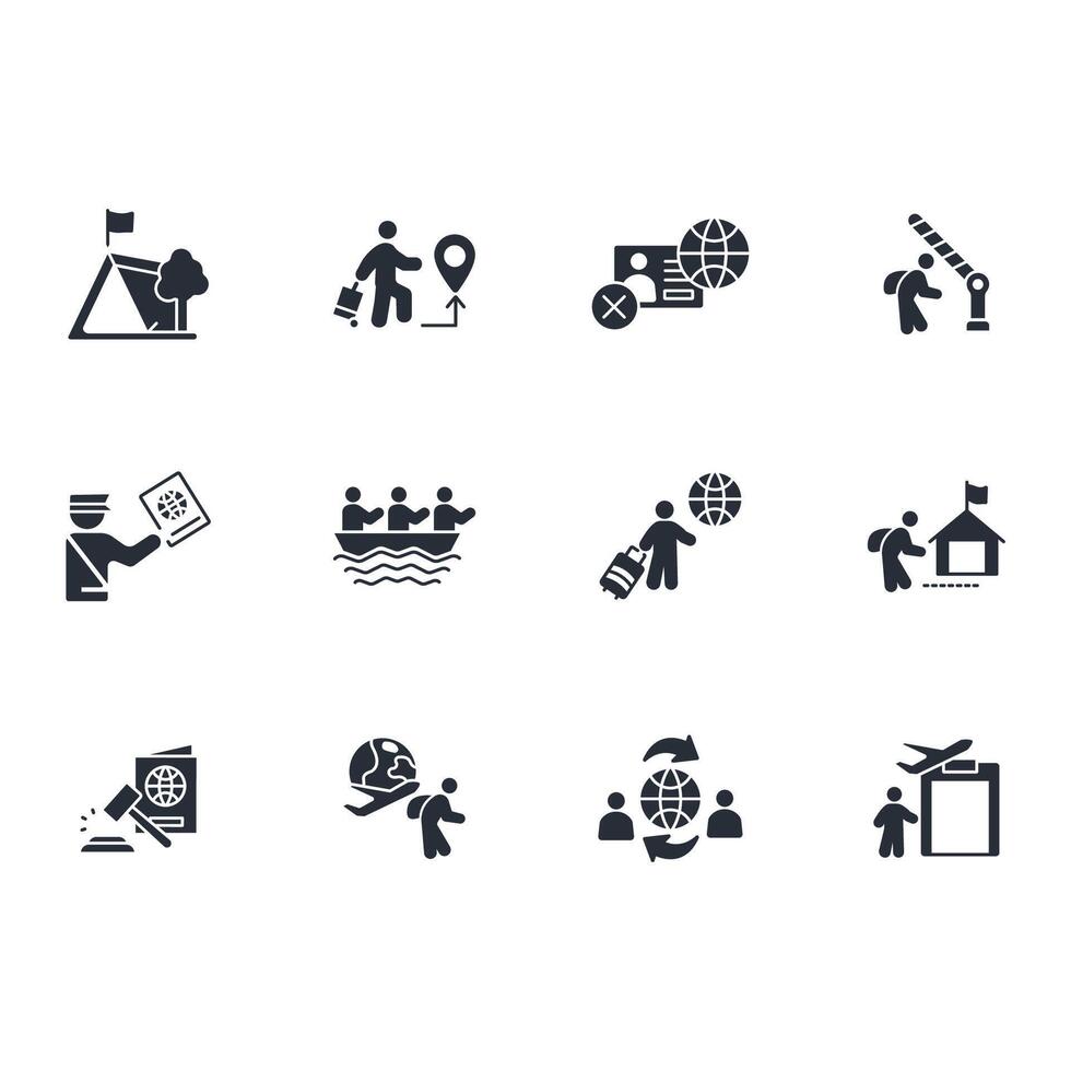 migration icon set..Editable stroke.linear style sign for use web design,logo.Symbol illustration. vector
