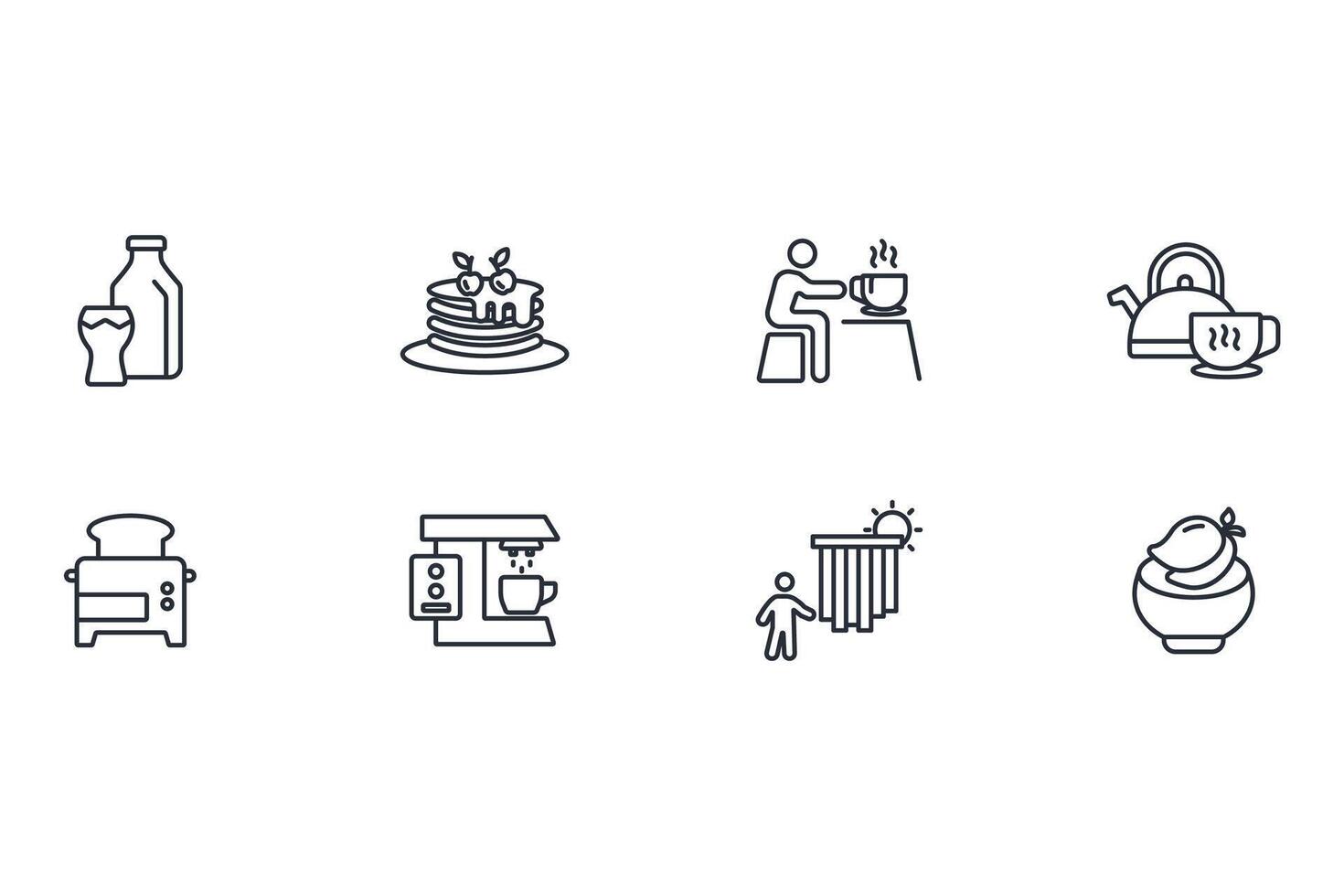 Breakfast icon set..Editable stroke.linear style sign for use web design,logo.Symbol illustration. vector