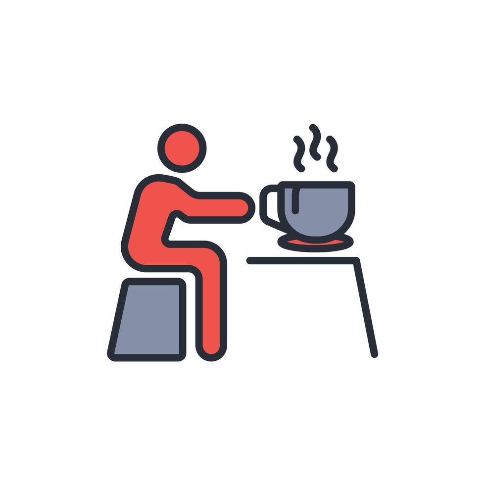drink coffee icon. .Editable stroke.linear style sign for use web design,logo.Symbol illustration. vector