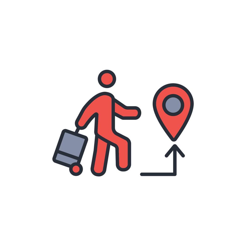 emigration icon. .Editable stroke.linear style sign for use web design,logo.Symbol illustration. vector