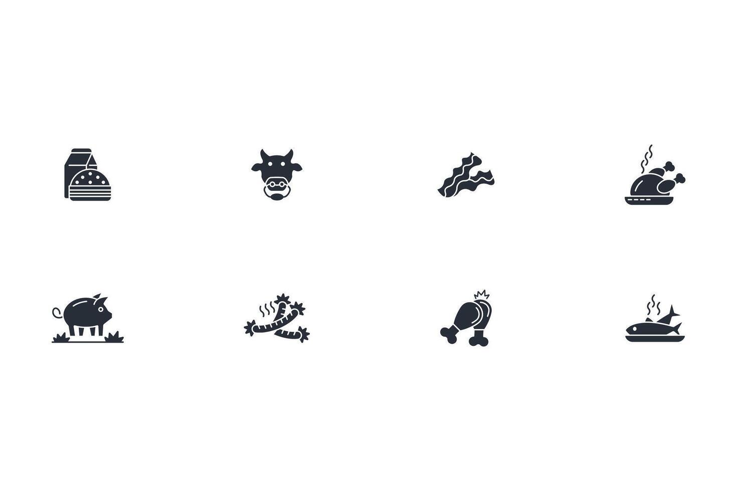 Meat icon set..Editable stroke.linear style sign for use web design,logo.Symbol illustration. vector