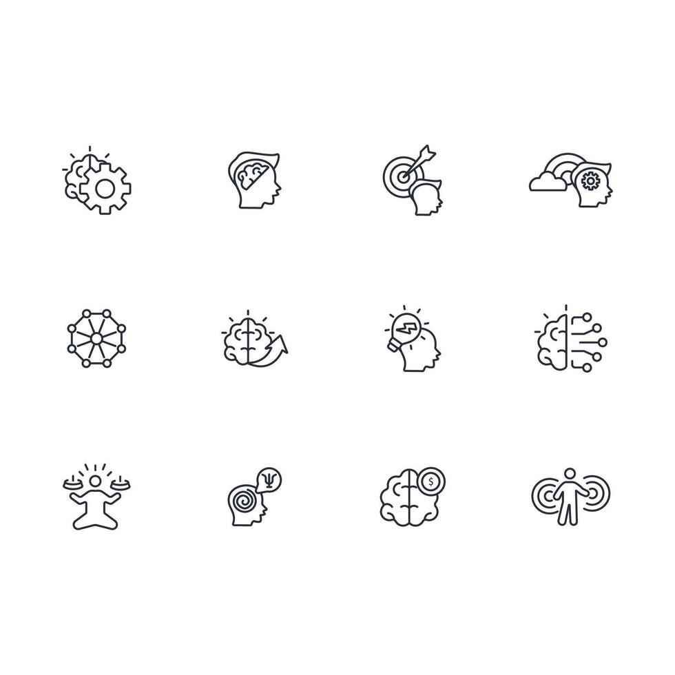 Brain icon set..Editable stroke.linear style sign for use web design,logo.Symbol illustration. vector