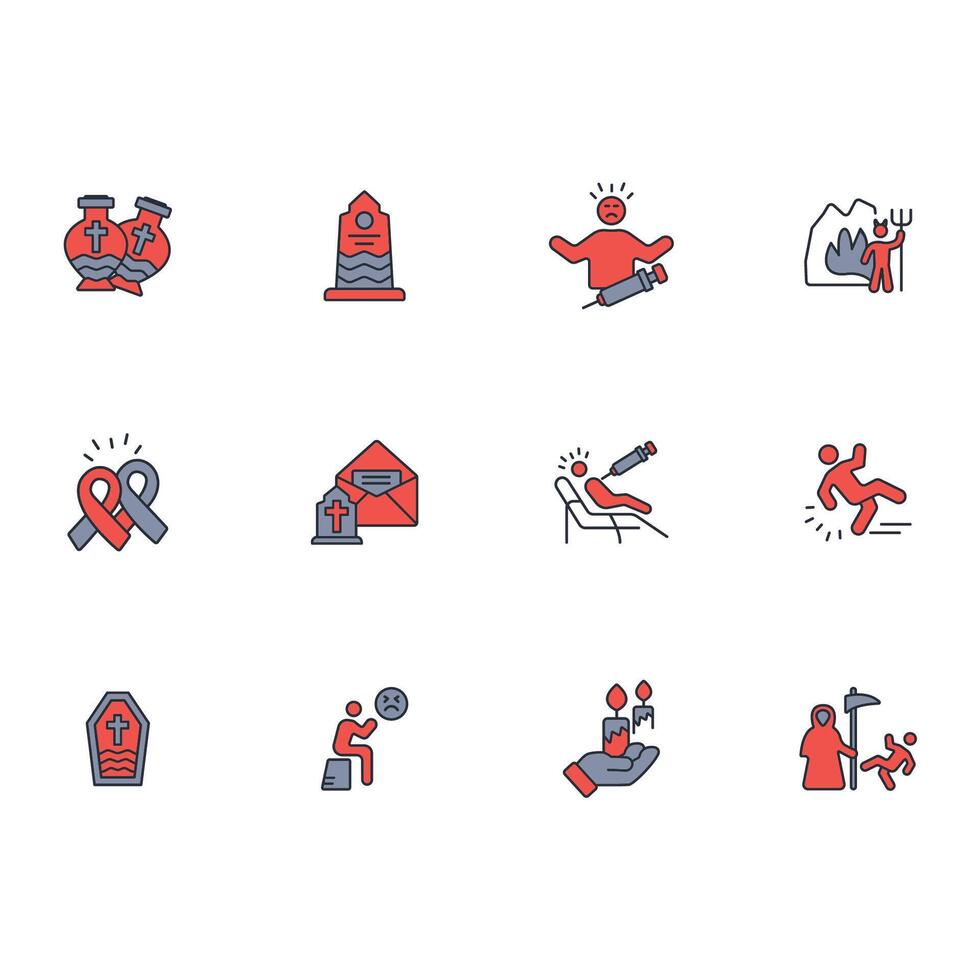 death icon set..Editable stroke.linear style sign for use web design,logo.Symbol illustration. vector