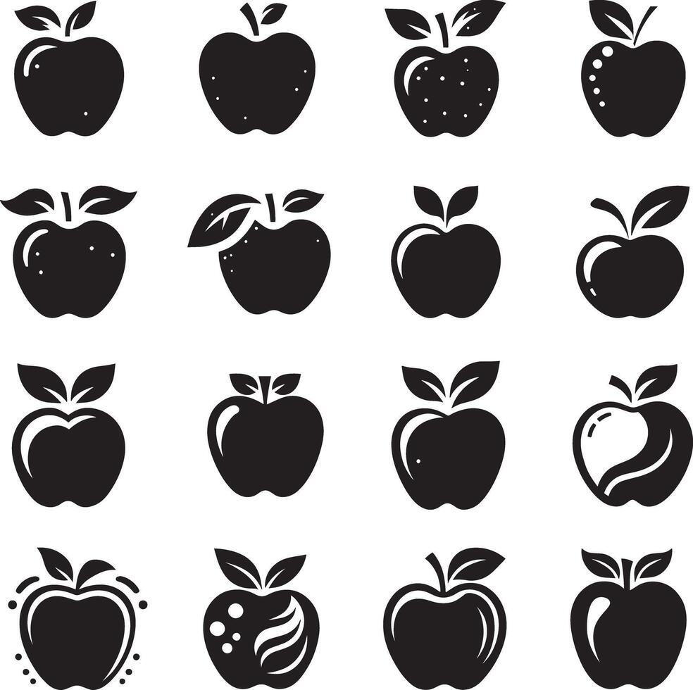 Silhouette Apple Set Art Work In White Background vector