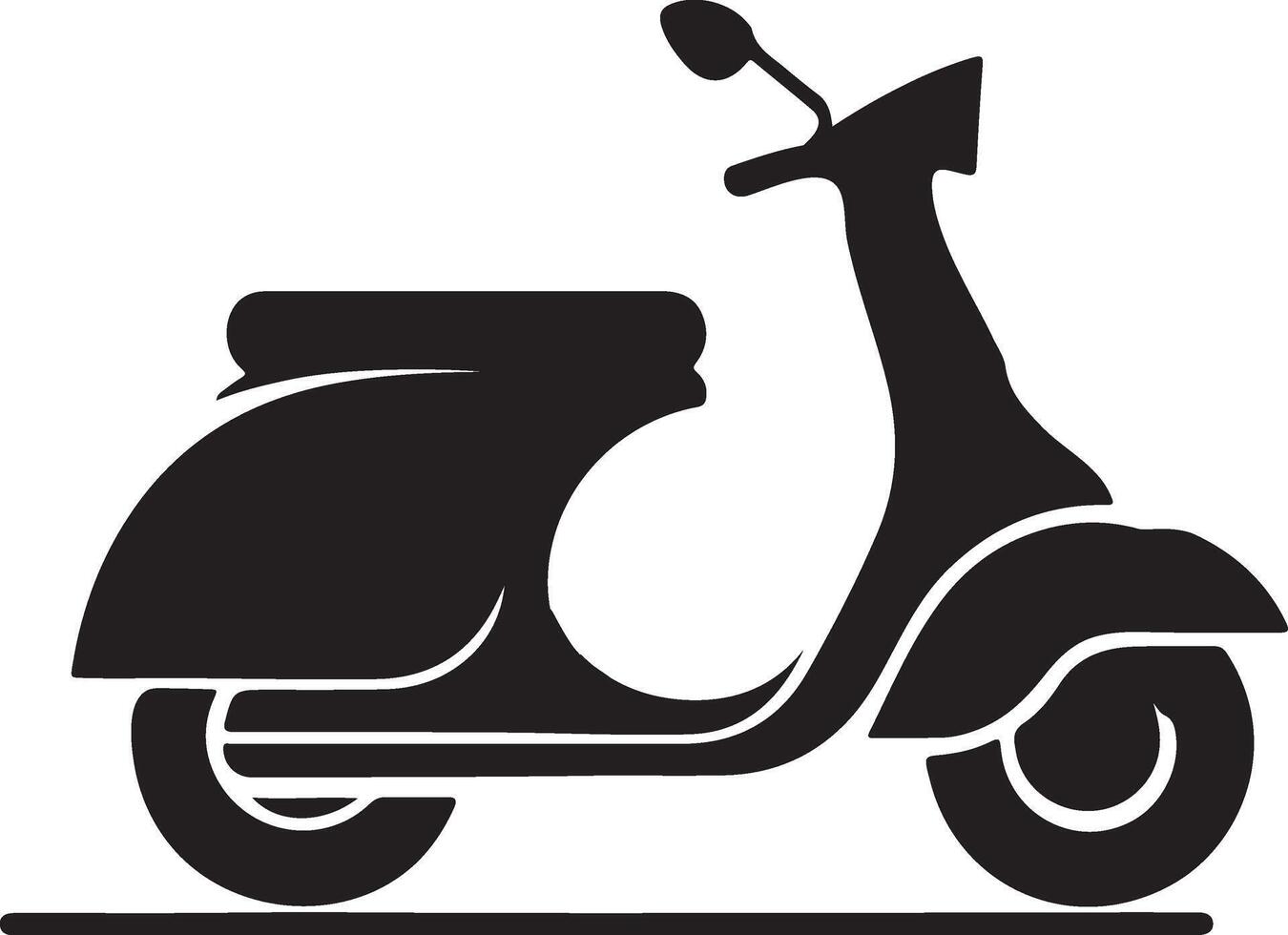Simple electric scotty silhouette art and scooter icon stand on a road. vector