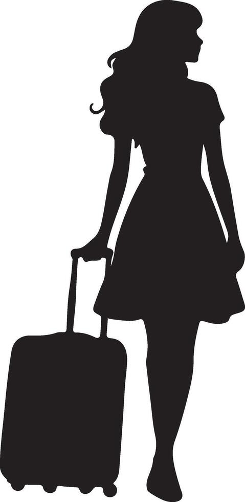 Stand for go to travelling silhouette art with luggage, travel icon illustration design. vector