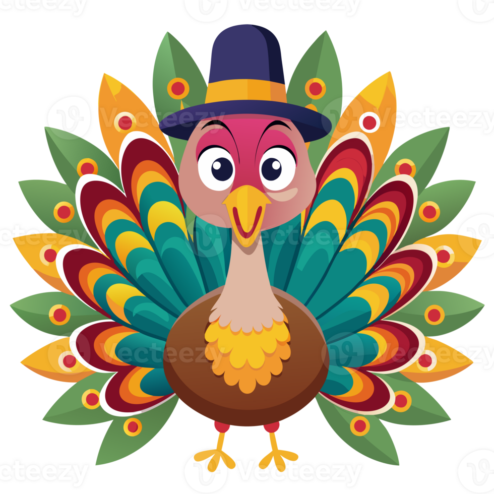 A thanksgiving turkey in old hat cutouts png