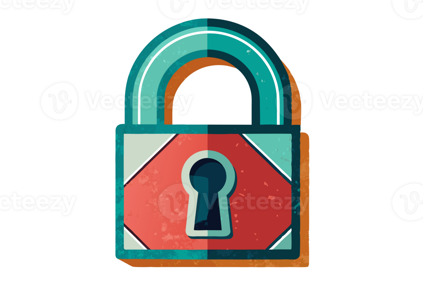 A vintge red padlock cutouts png