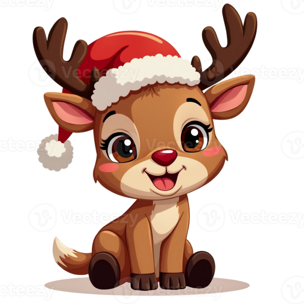 reindeer in red Santa Claus hat cutouts png