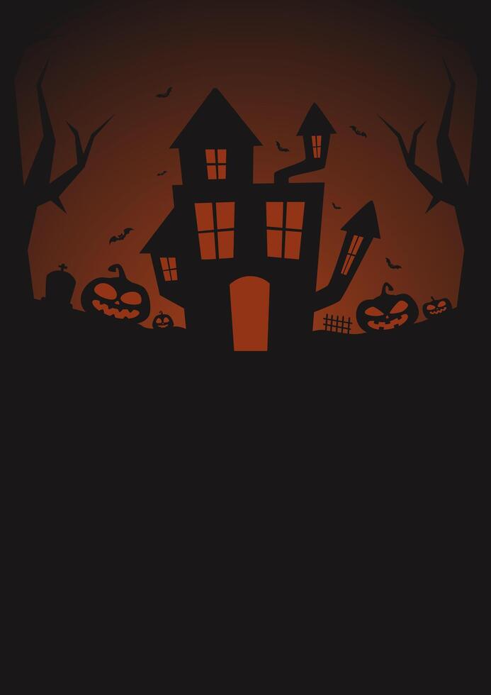 Halloween poster template with some empty space for text. Haunted house Halloween theme poster template vector