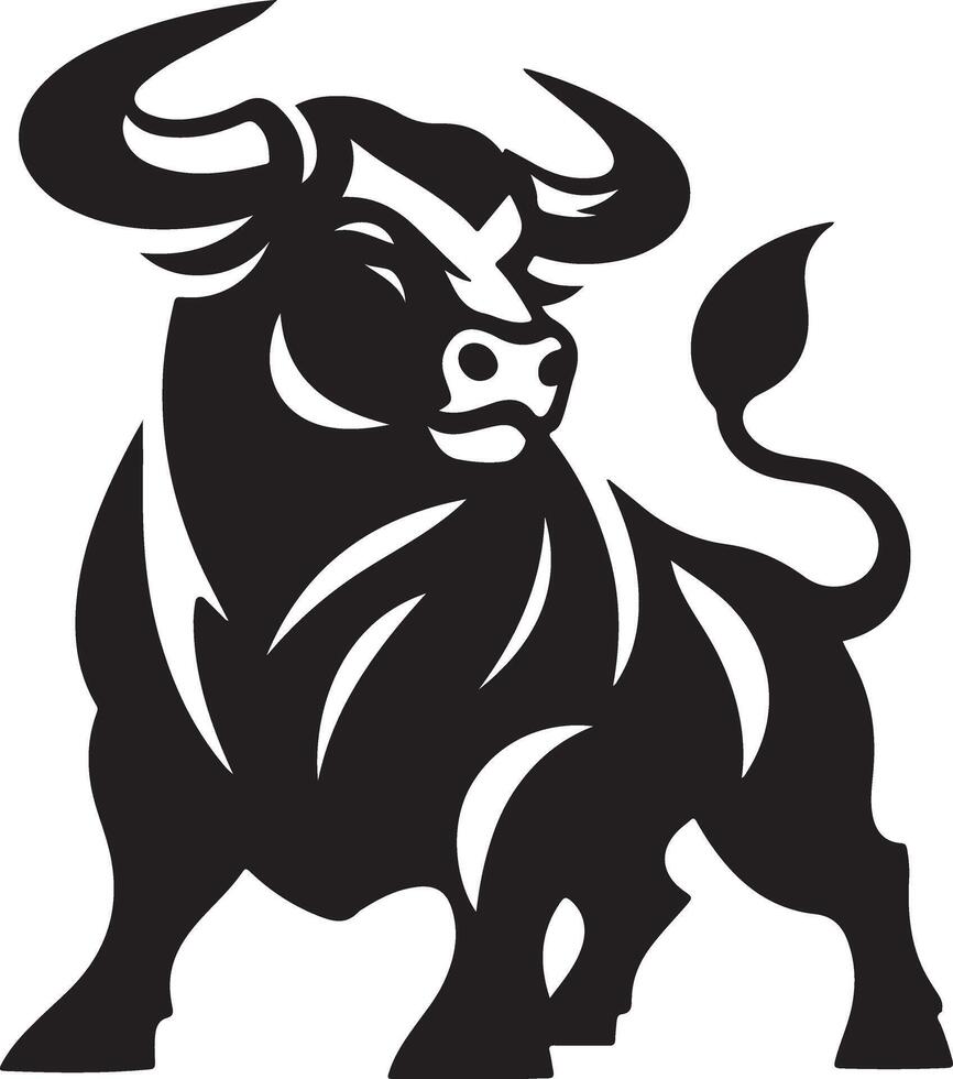 A black and white bull logo vector