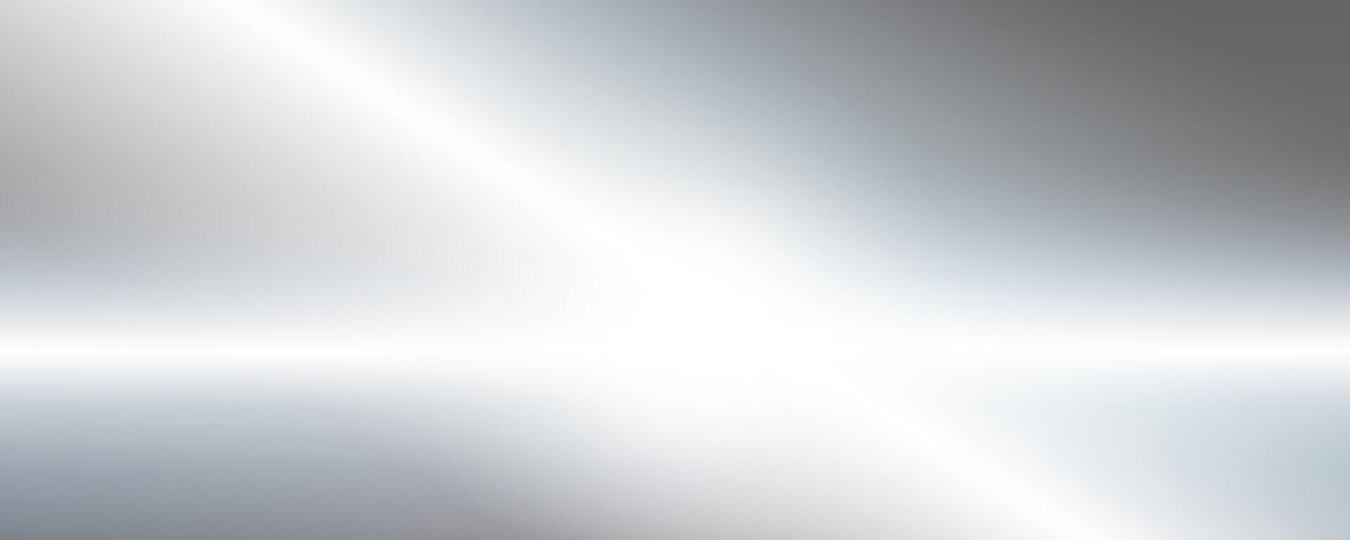 Silver foil background with metal mirror texture. Chrome gradient surface with light gloss. Aluminum grey sheet with reflection. Platinum and titanium abstract cold bg. vector