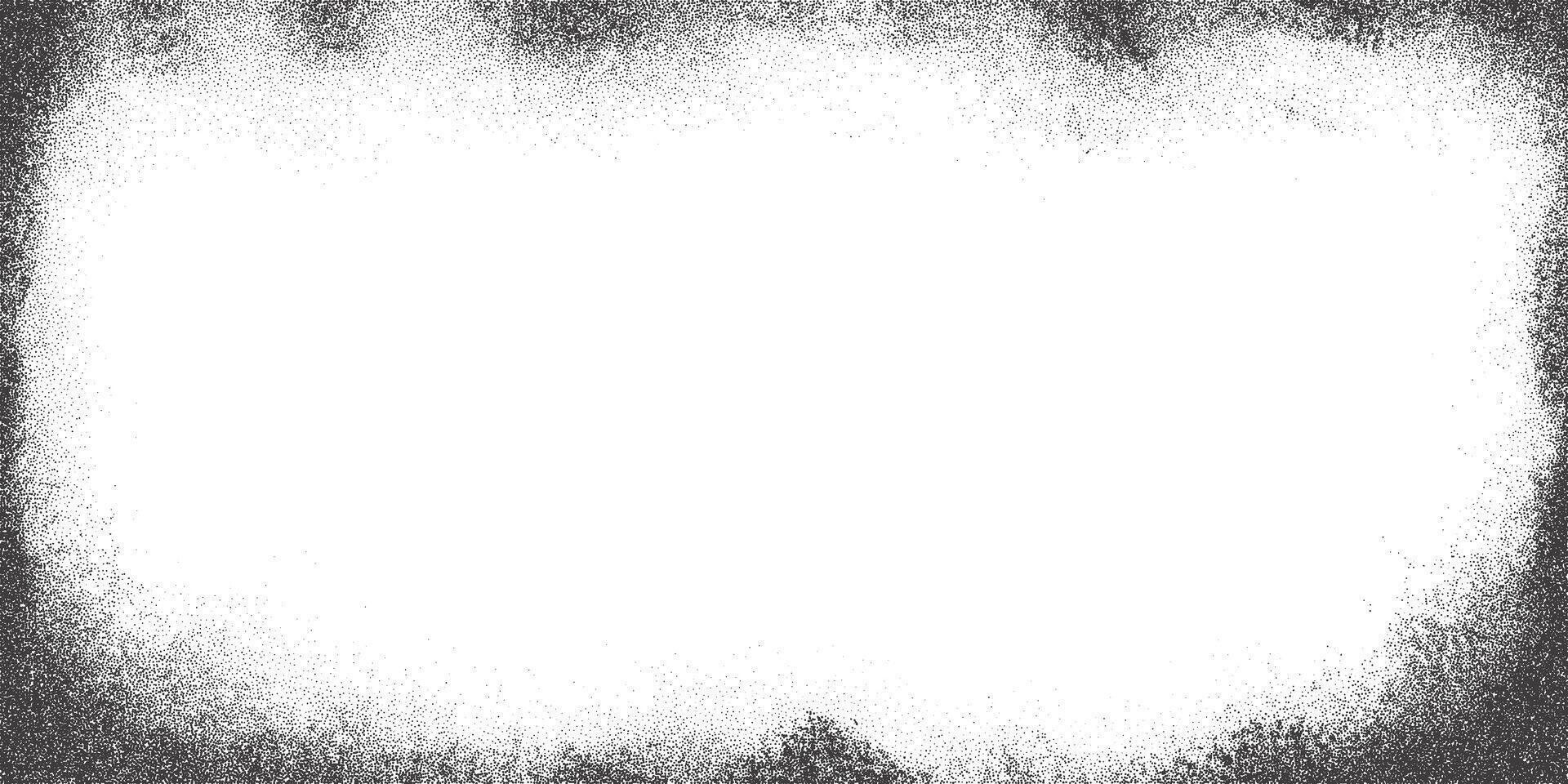 Grainy gradient background. Noisy stipple frame with fade effect. Grunge border with sand vintage texture. Abstract halftone gradation. Retro design template. vector