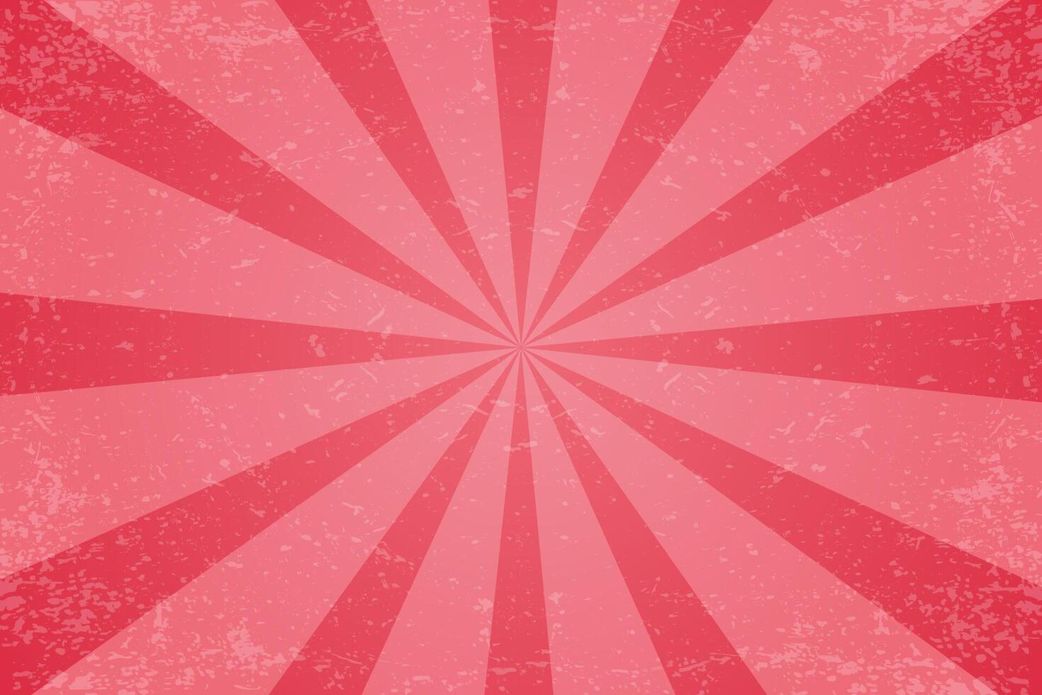 Candy pink background. Textured strawberry rays pattern. Sweet cartoon radial sunburst. Retro grunge striped poster. Sunbeam vintage frame for poster and banner vector