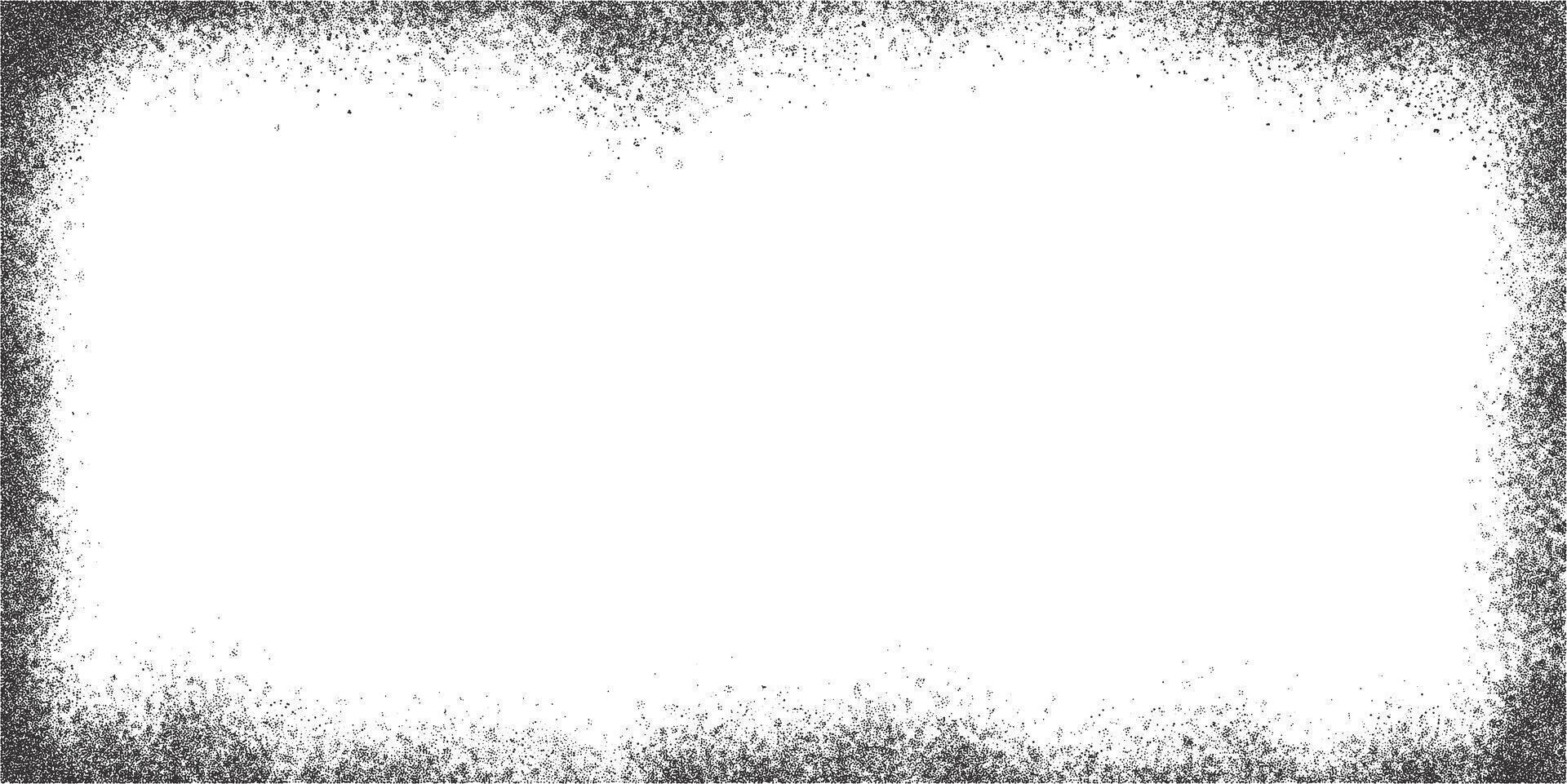 Stipple grunge frame. Edged textured border. Grainy background with snow effect. Paper fade noisy gradient template. Dotted sand distress design with points gradation vector