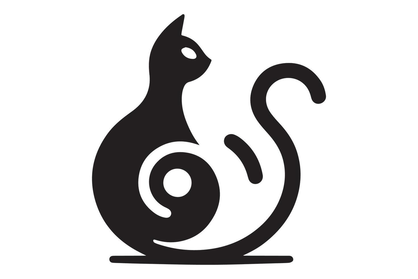A black and white cat silhouette on a white background vector