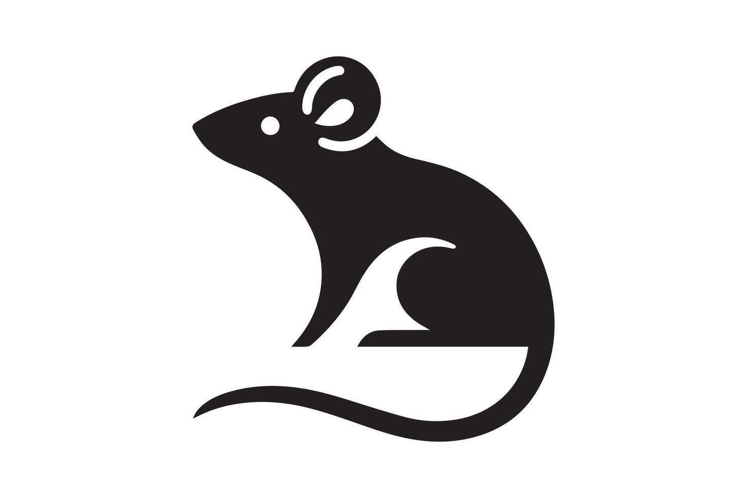 A black and white rat silhouette on a white background vector