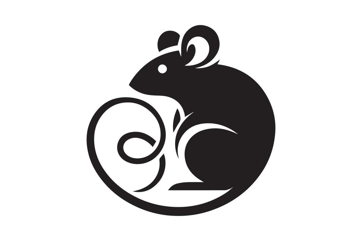 A black and white rat logo vector