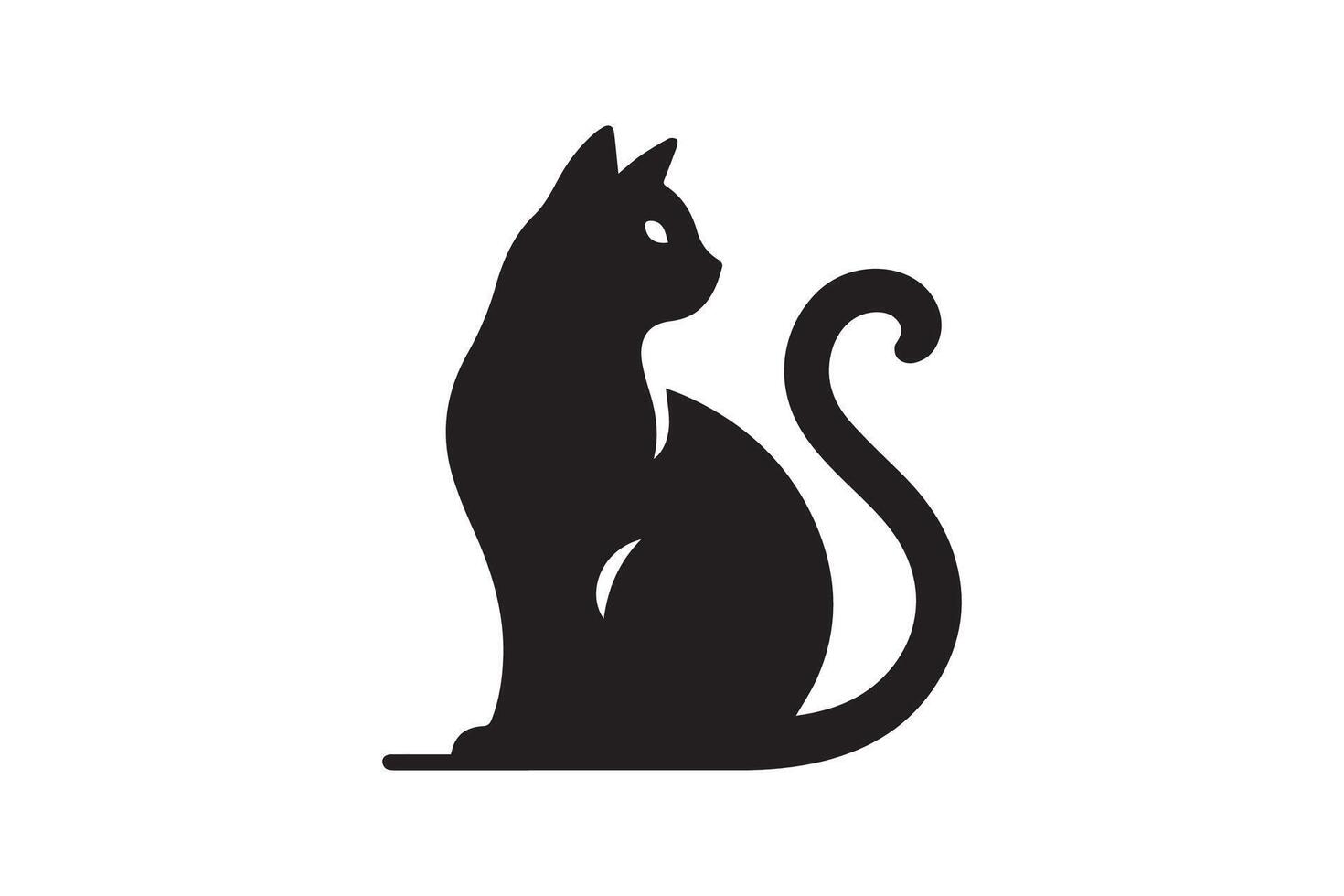 A black silhouette of a cat on a white background vector