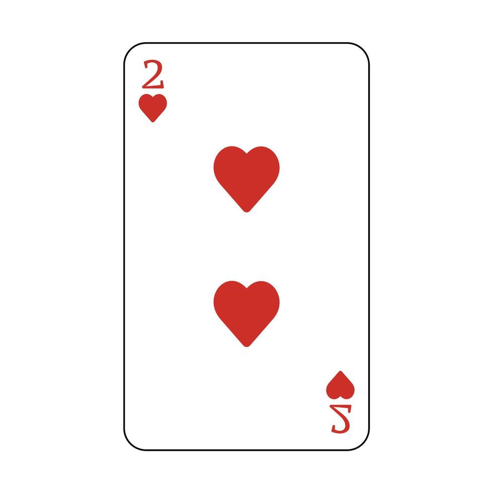The playing card is red hearts number two. vector