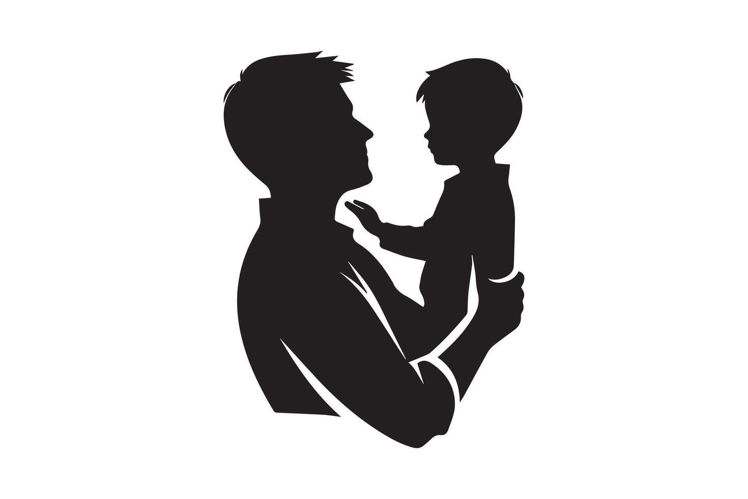 Silhouette of a man holding a baby vector