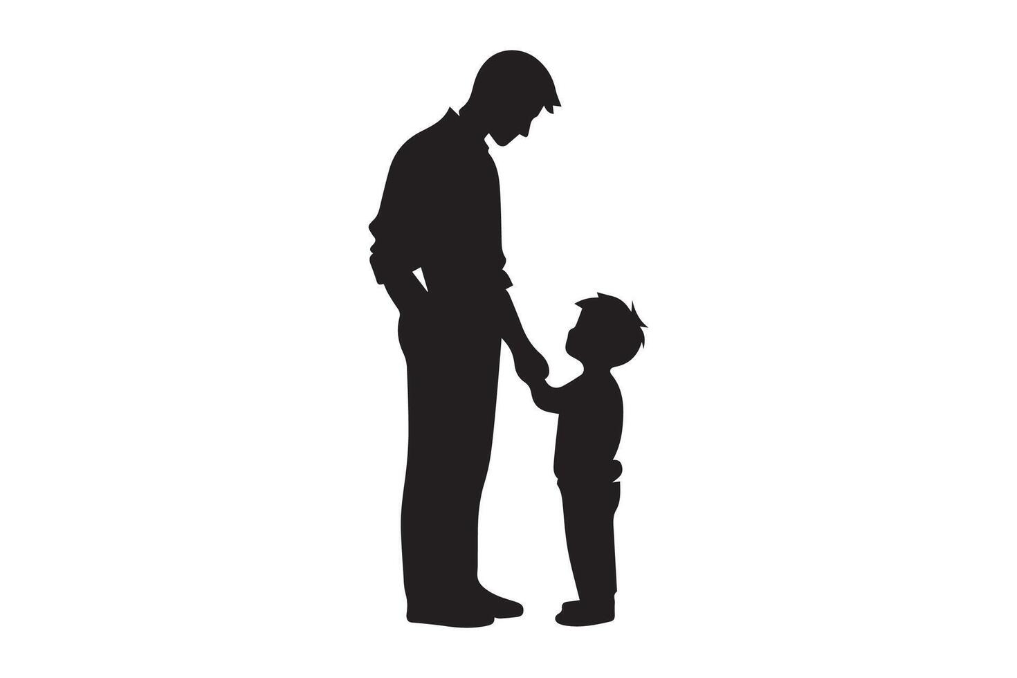 Silhouette of a father and son holding hands vector