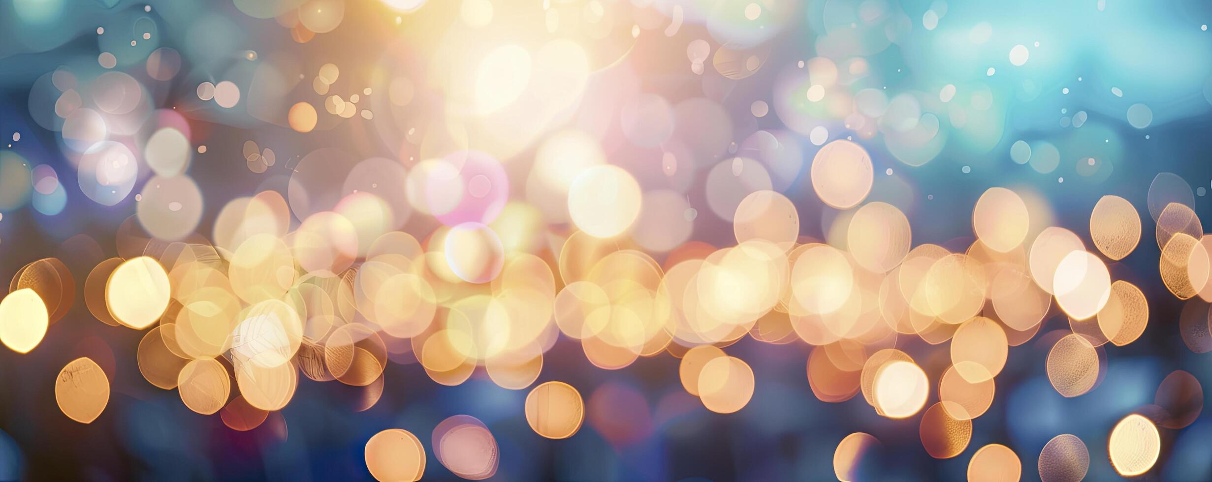 Blurred background of an outdoor music festival with bokeh lights and crowd in the foreground photo
