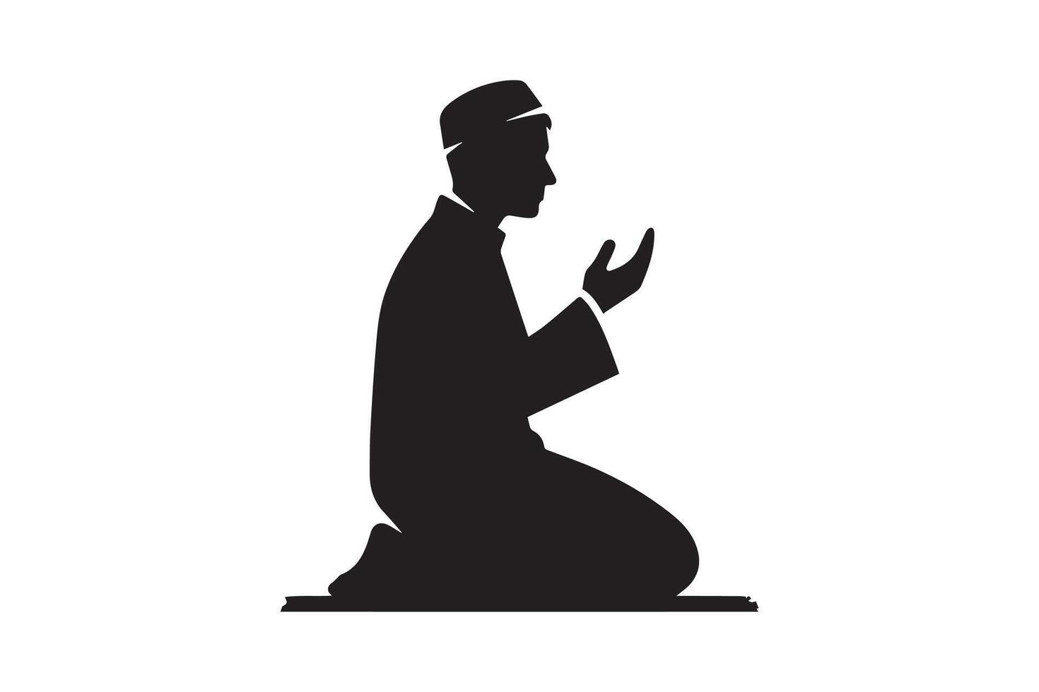 A silhouette of a muslim man praying vector