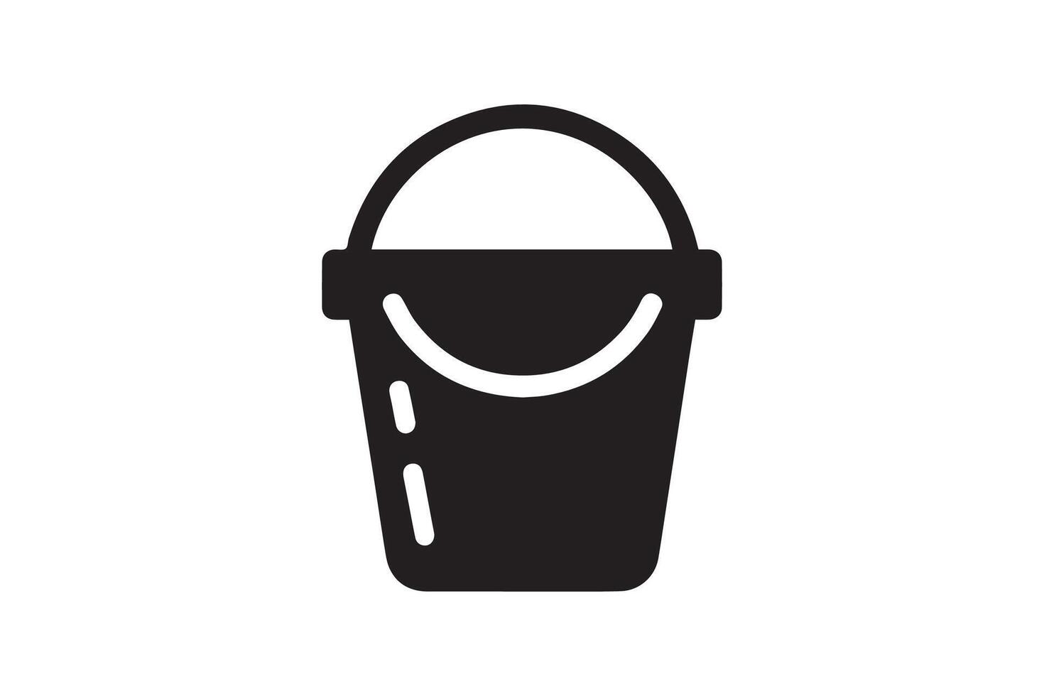 A black and white icon of a bucket vector