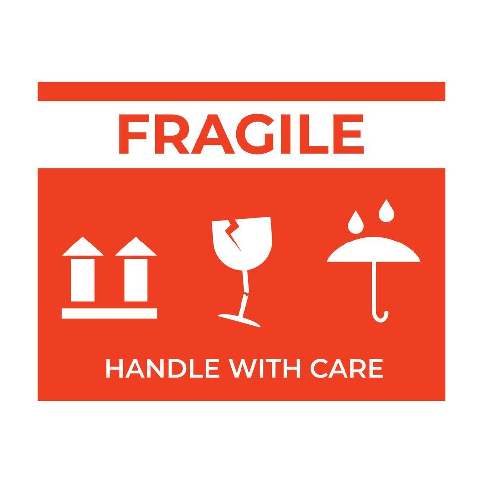Fragile handle with care with pictogram brokenglass and arrowhead this side up background can be use for valuable package sticker attachment on logistics and delivery shipment easy to use vector