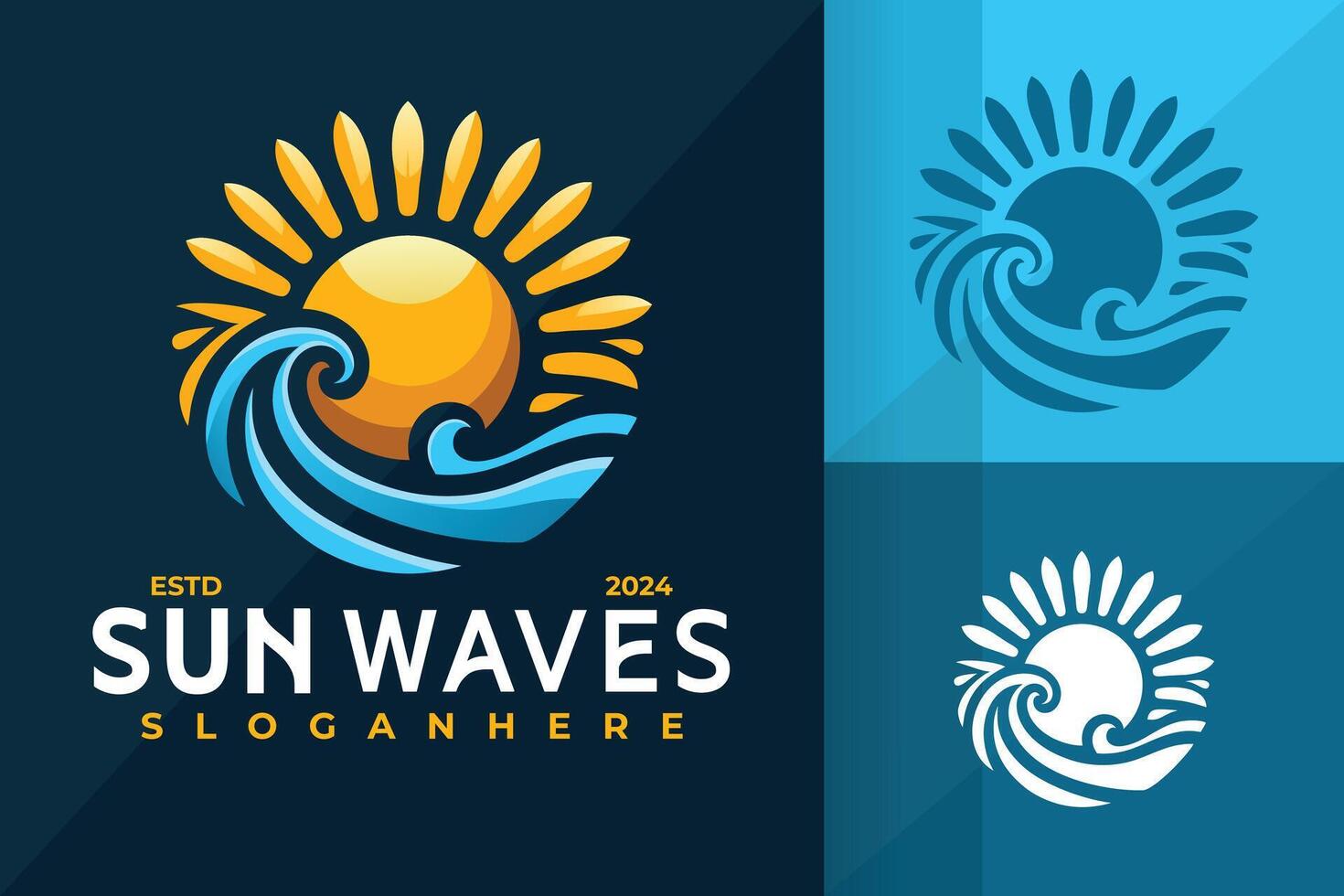 Sun Wave Logo Icon Design. Creative simple logos designs illustration vector