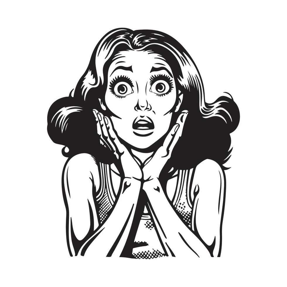 Pretty woman with surprised face expression white Illustration Image isolated on white background vector