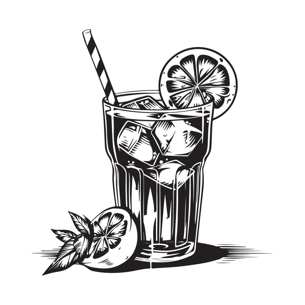 Lemonade Stock Illustrations. A glass of lemonade with pieces of lemon Images isolated on white background vector