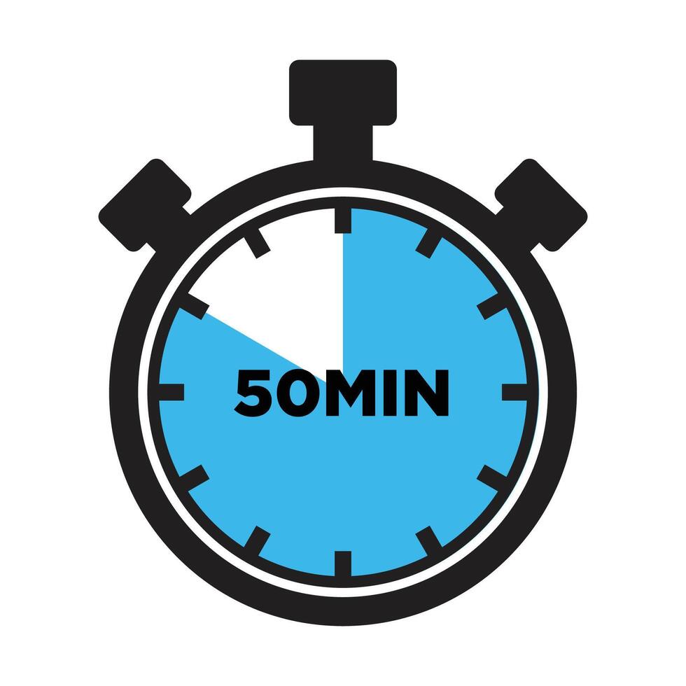 50 Minutes Timer Icon, Modern Flat Design. Clock, Stopwatch, Chronometer Showing fifty Minutes Label. Cooking time, Countdown Indication. vector