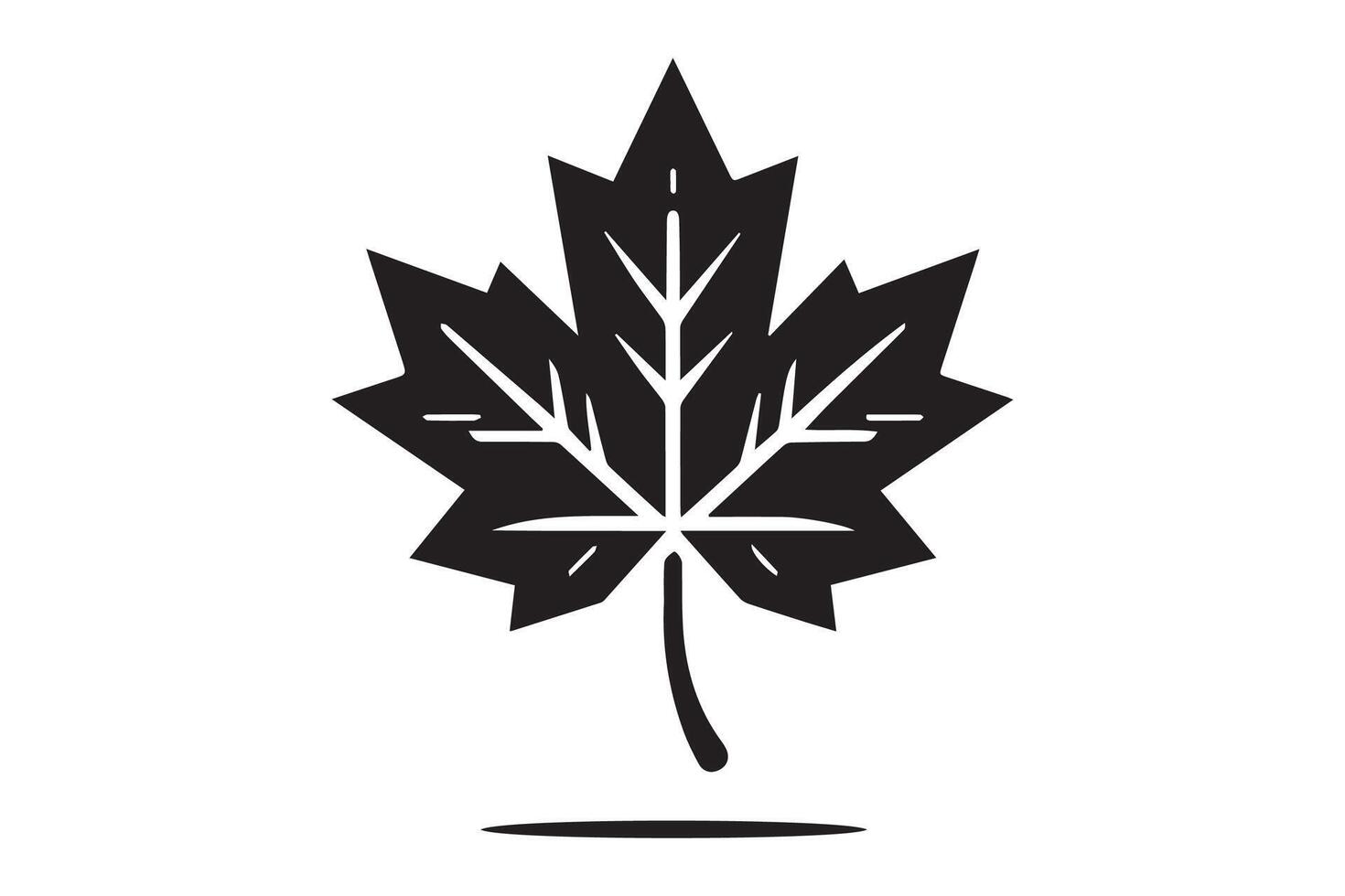 A black and white maple leaf icon vector